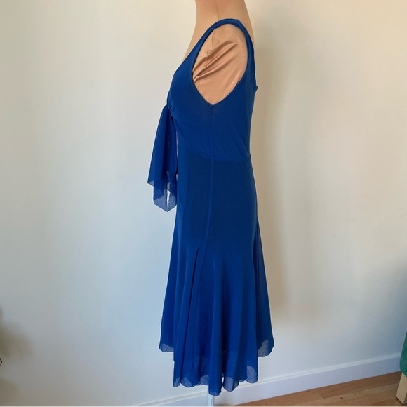 Jean Paul Gaultier Fuzzi Blue Mesh Sleeveless V-Neck Knot Front Dress EUC Size S - Picture 2 of 8